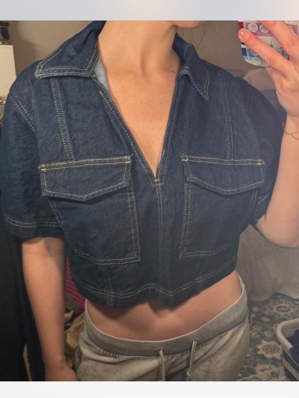 Zara Dark Indigo Denim Top